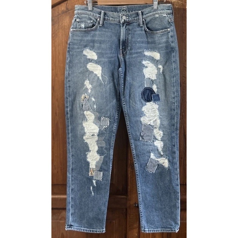 MOTHER The Dropout Patchwork Stretch‎ Jeans Fixing to Stay Wash Sz 29 29x26
